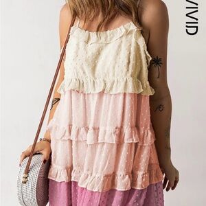 Ruffled Cream and Pink Tiered Dress